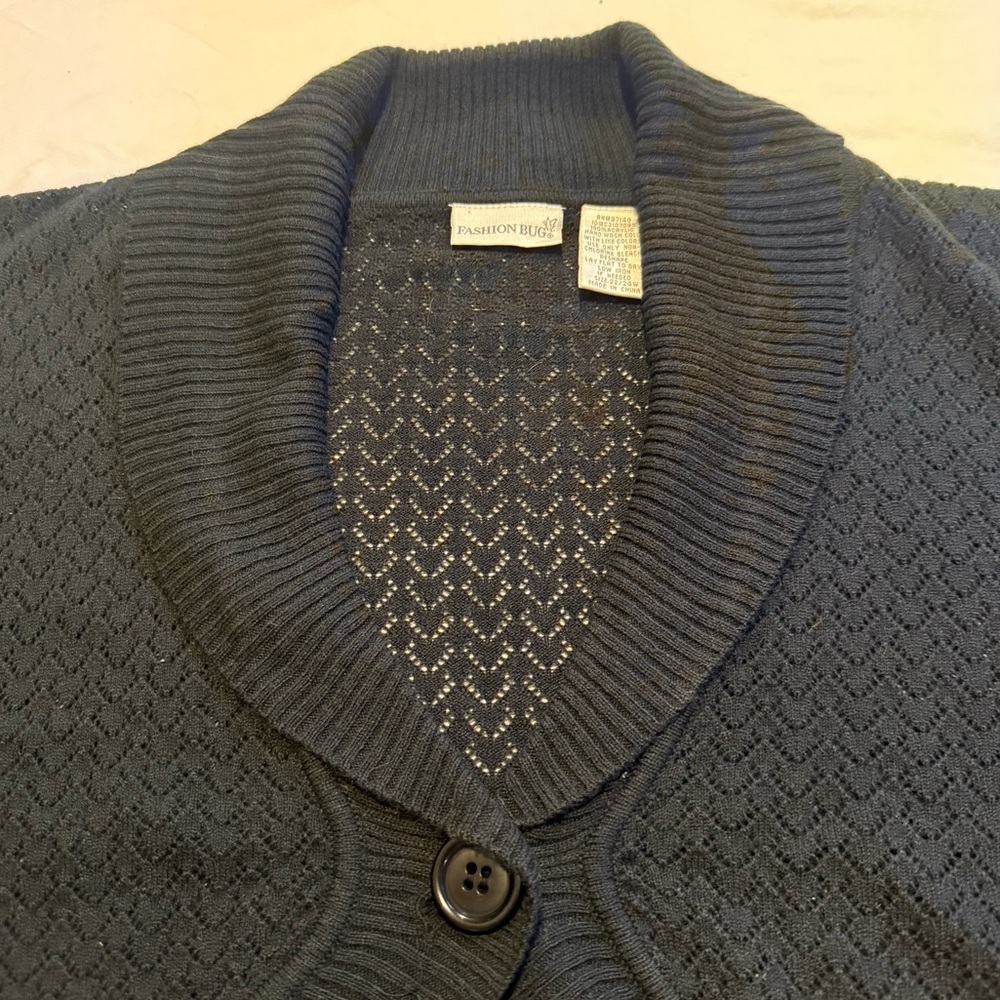 Fashion Bug Black Cropped Knit Shrug Bolero Cardigan Size 2X/3X - Picture 4 of 6